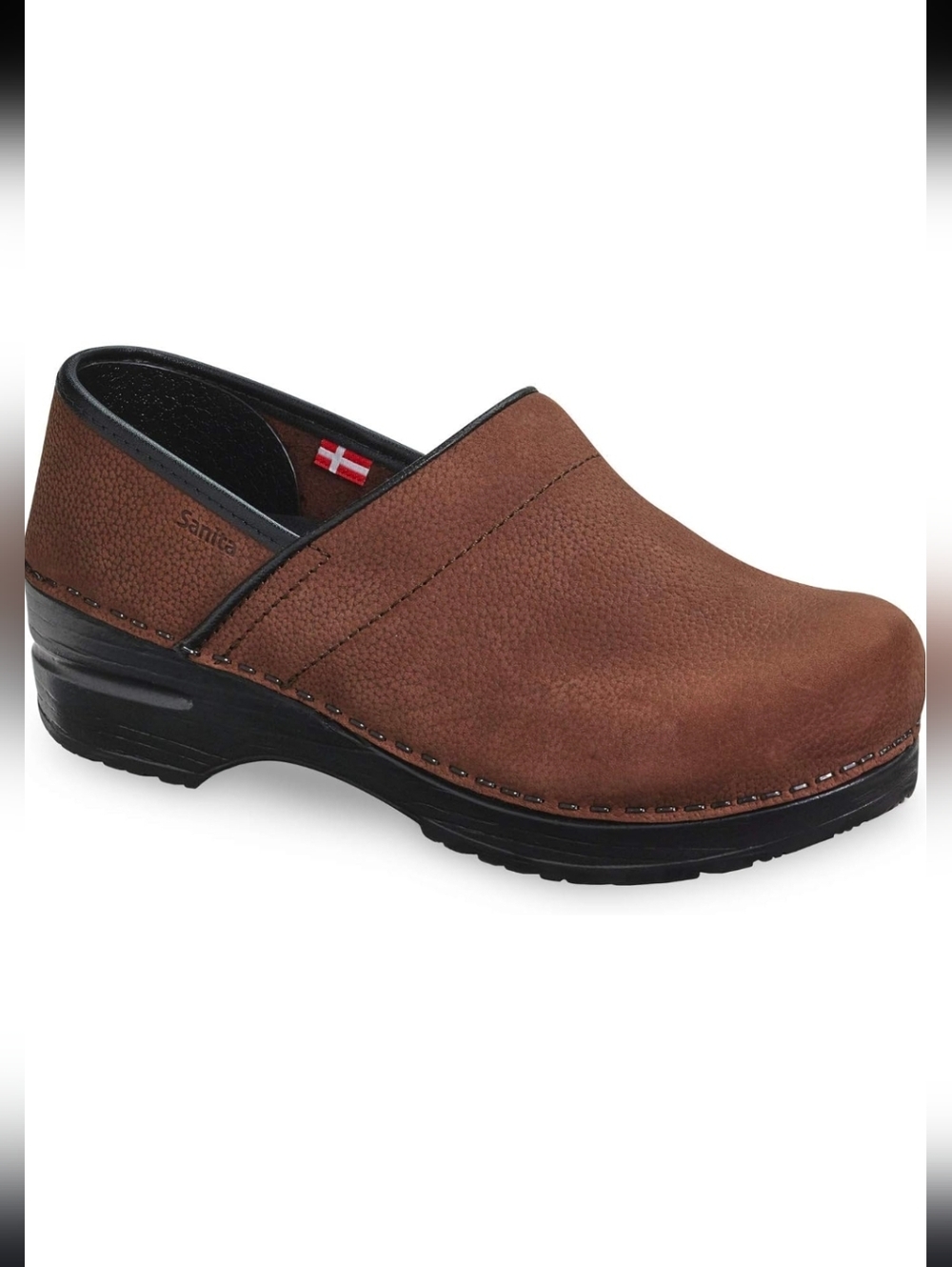SANITA Pro Textured Oil Clogs Brown Leather Medical Non-Slip EU 37 US 6.5/7